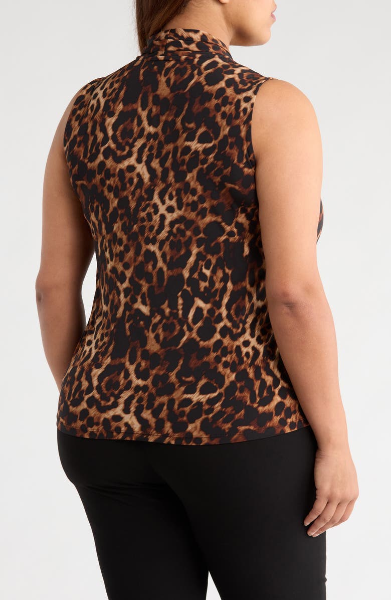 Anne Klein Leopard Triple Pleat Sleeveless Top, Alternate, color, Anne Black Multi