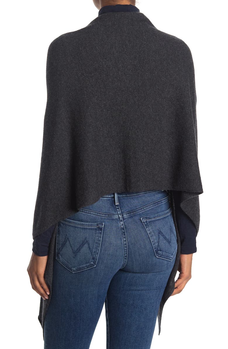 Portolano Cowl Neck Knit Poncho, Alternate, color, Heather Charcoal