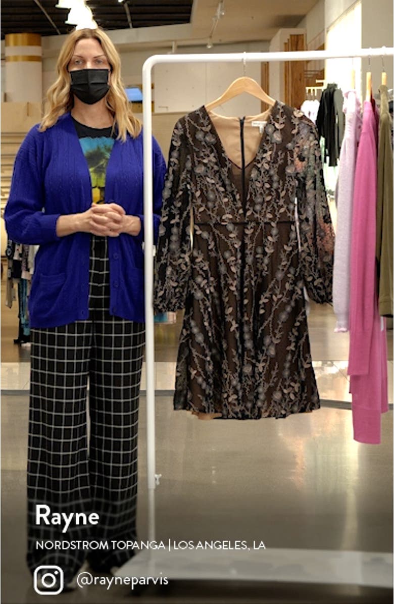 Floral Emroidery Long Sleeve Fit & Flare Dress, sales video thumbnail