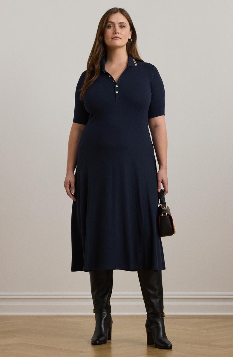 Lauren Ralph Lauren Tipped Collar Polo Dress, Alternate, color, 