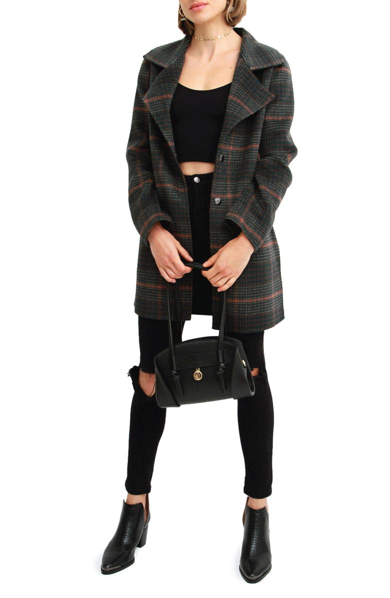 Belle & Bloom Ex-Boyfriend Plaid Wool Blend Coat, Alternate, color, 