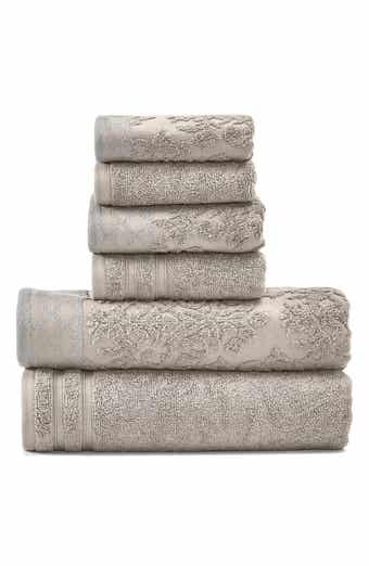 Modern Threads Embellished Border Damask Jacquard Towel 6-Piece Set - Grey