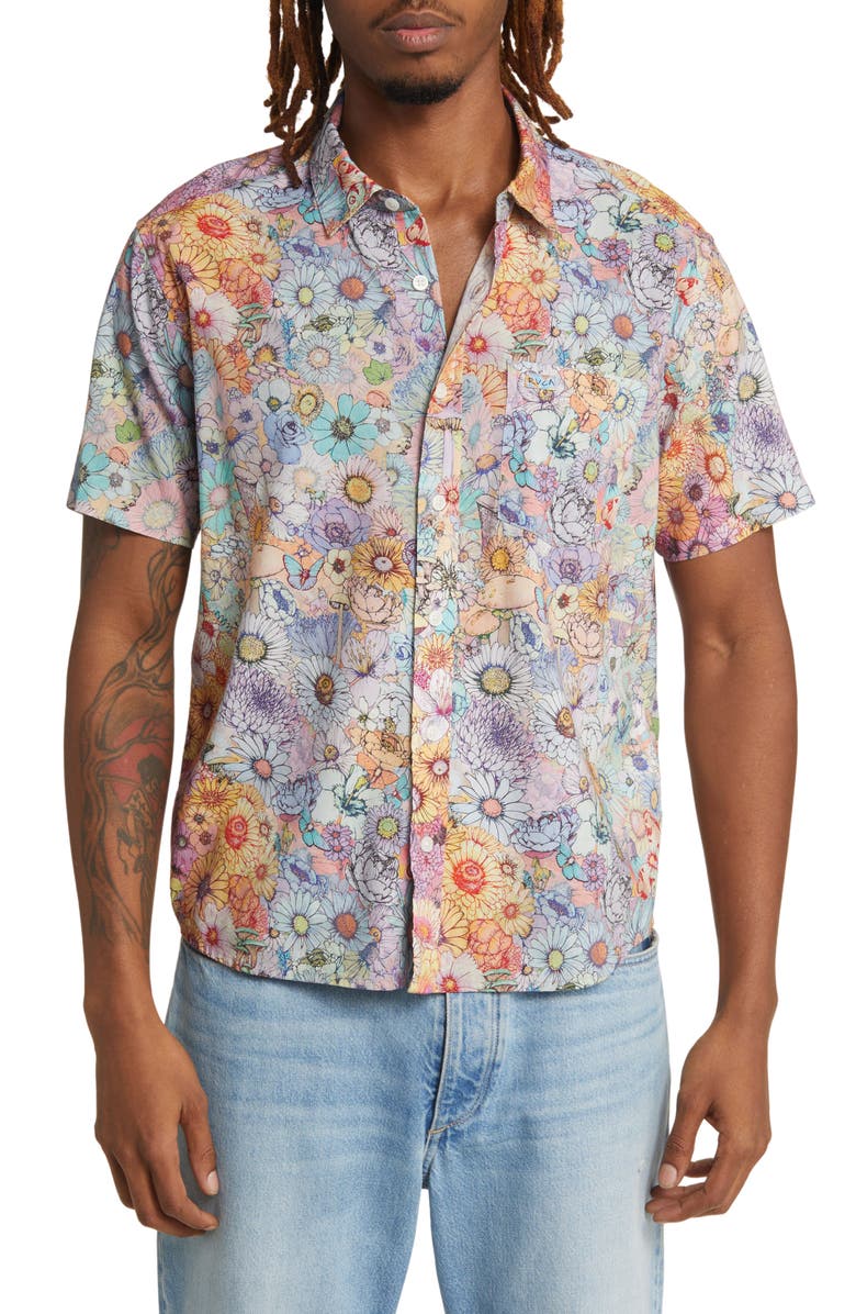 RVCA Sage Vaughn Short Sleeve Button-Up Shirt, Main, color,