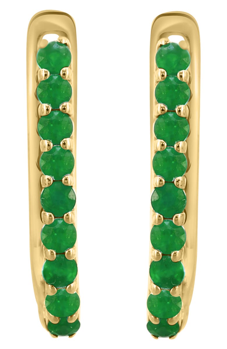 EFFY Emerald J-Huggie Hoop Earrings, Alternate, color,