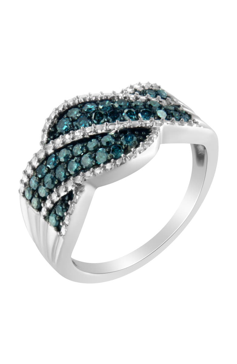Haus of Brilliance Silver 1/2 Cttw Treated Blue Diamond cocktail Ring, Main, color, Silver