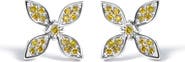 Haus of Brilliance Sterling Silver Yellow Treated Diamond Accent Floral Stud Earrings