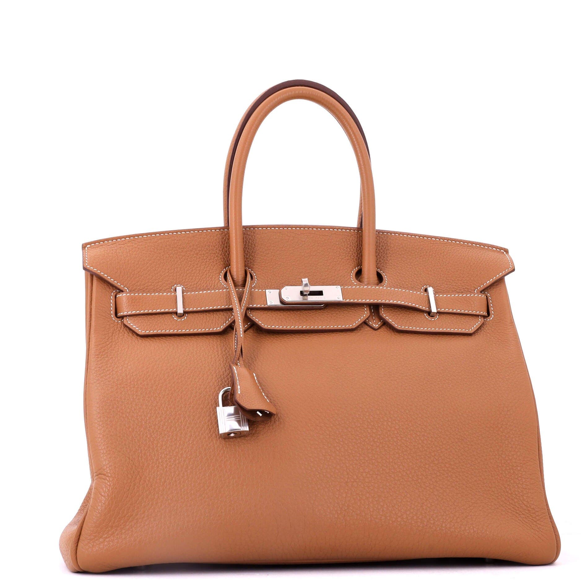 Birkin Handbag Brown Togo with Palladium Hardware 35, Alternate, color, Metallic Gold