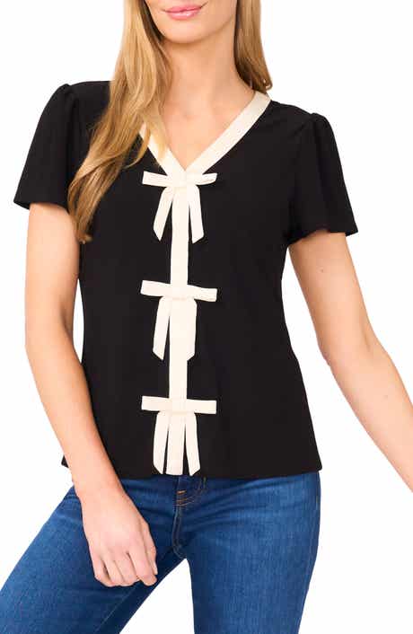 CeCe Bow Front Knit Top