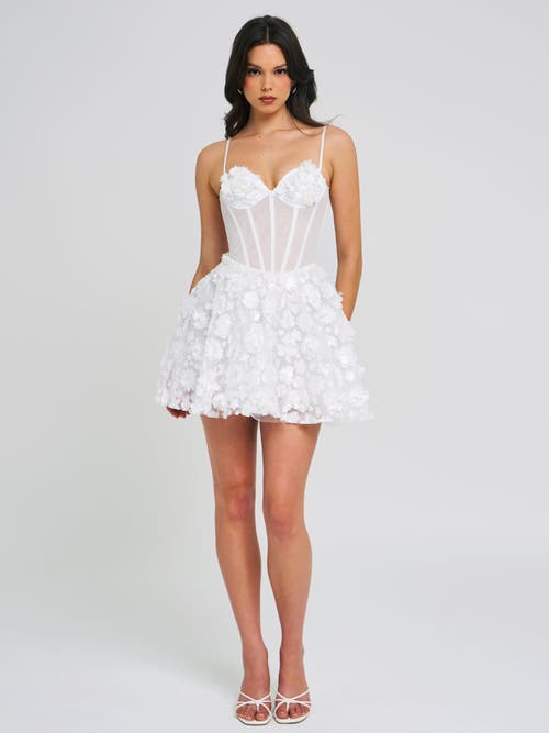 Miss Circle Pamila Floral Mesh Puffy Mini Dress In White