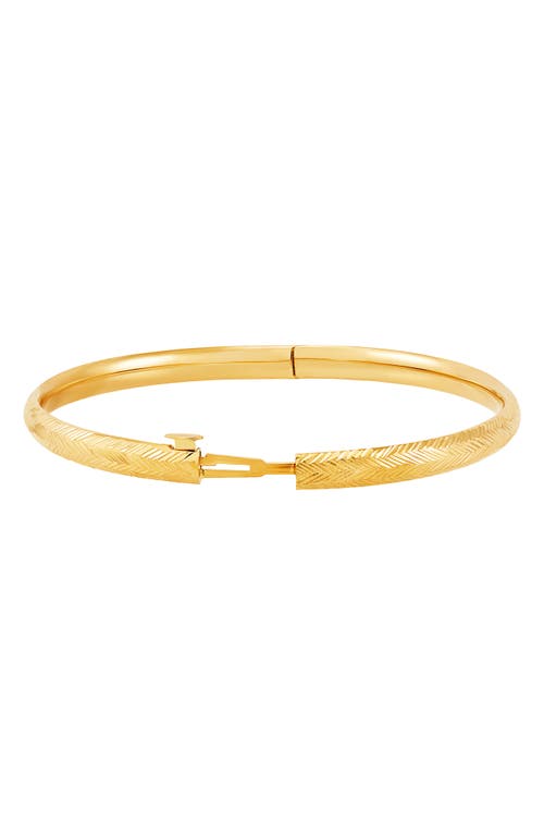 Frankie & Zoe 14k Gold Chevron Textured Bangle Bracelet In Yellow Gold