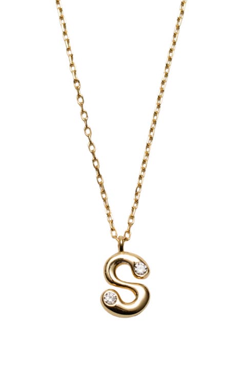 Cubic Zirconia Bubble Initial Necklace