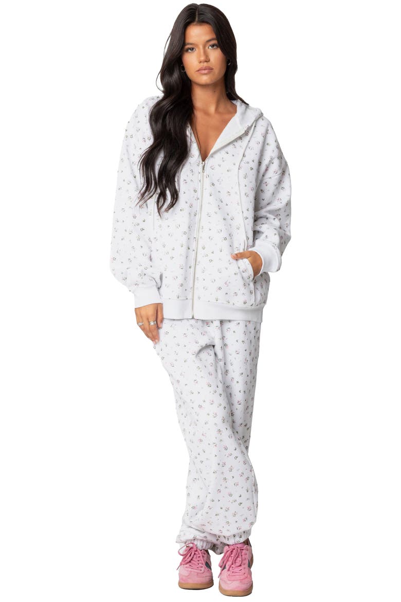 Floral Oversize Sweatpants, Alternate, color, CREAM