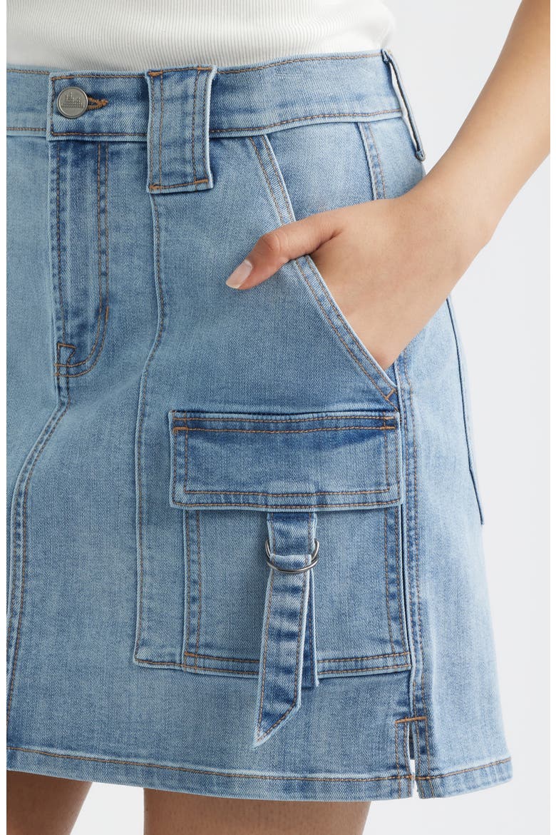 Cargo Denim Miniskirt, Alternate, color, MEDIUM INDIGO