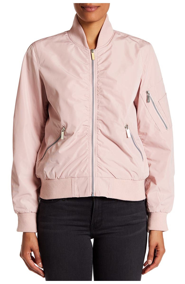 French Connection Ruched Bomber Jacket, Main, color, 