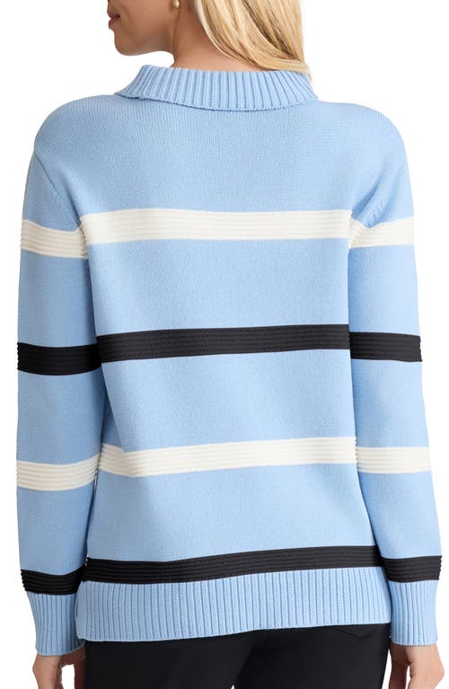 Jones New York Stripe Crewneck Sweater In Blue