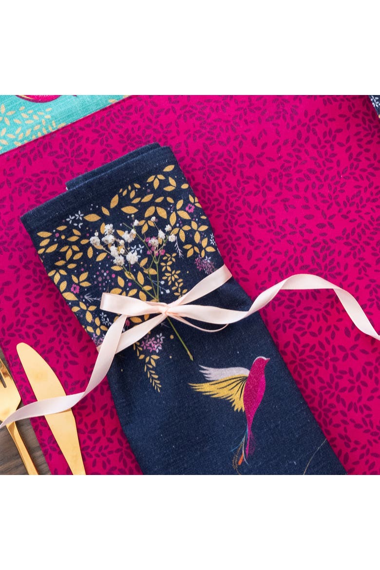 Navy Hummingbird Single Napkin, Alternate, color, Blue