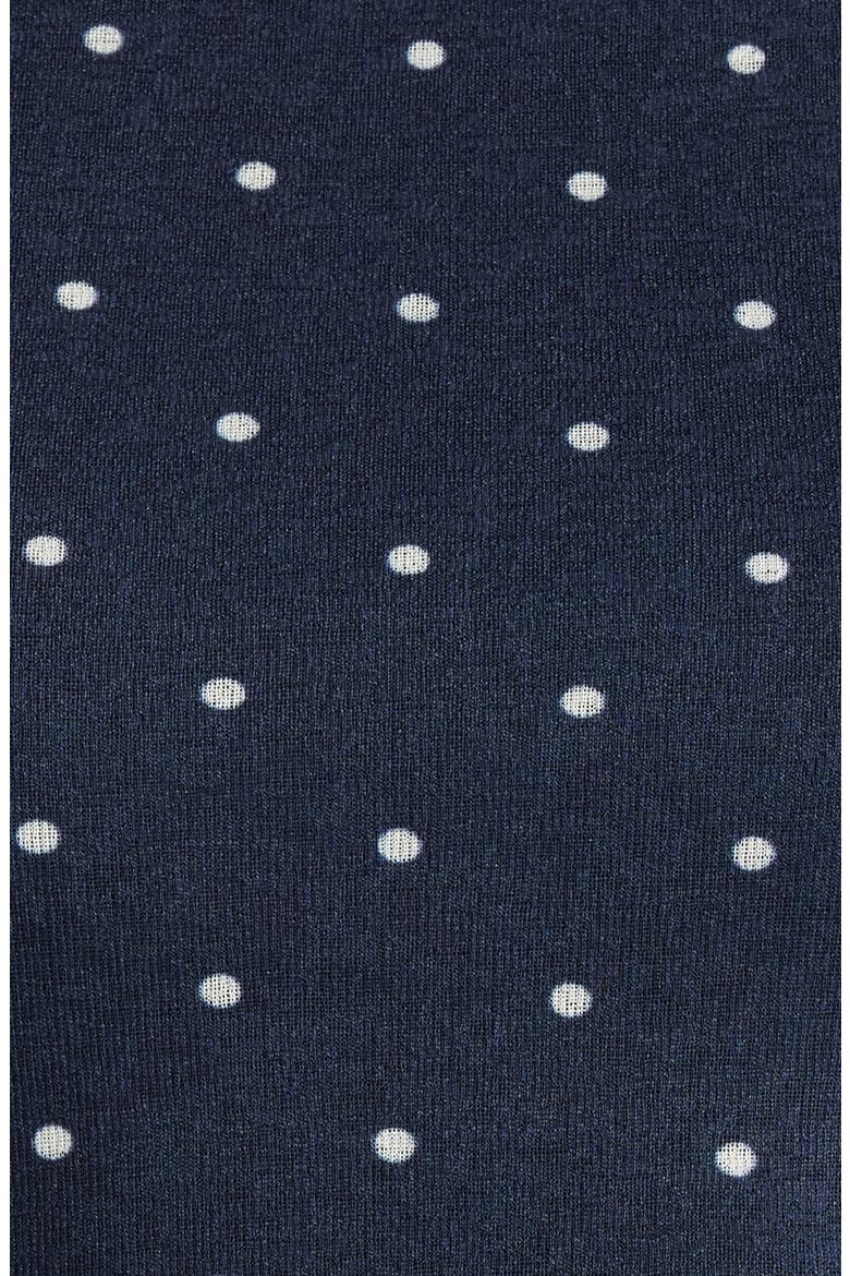 Daija Polka Dot Sleeveless Asymmetric Midi Dress, Alternate, color, NAVY POLKA DOTS
