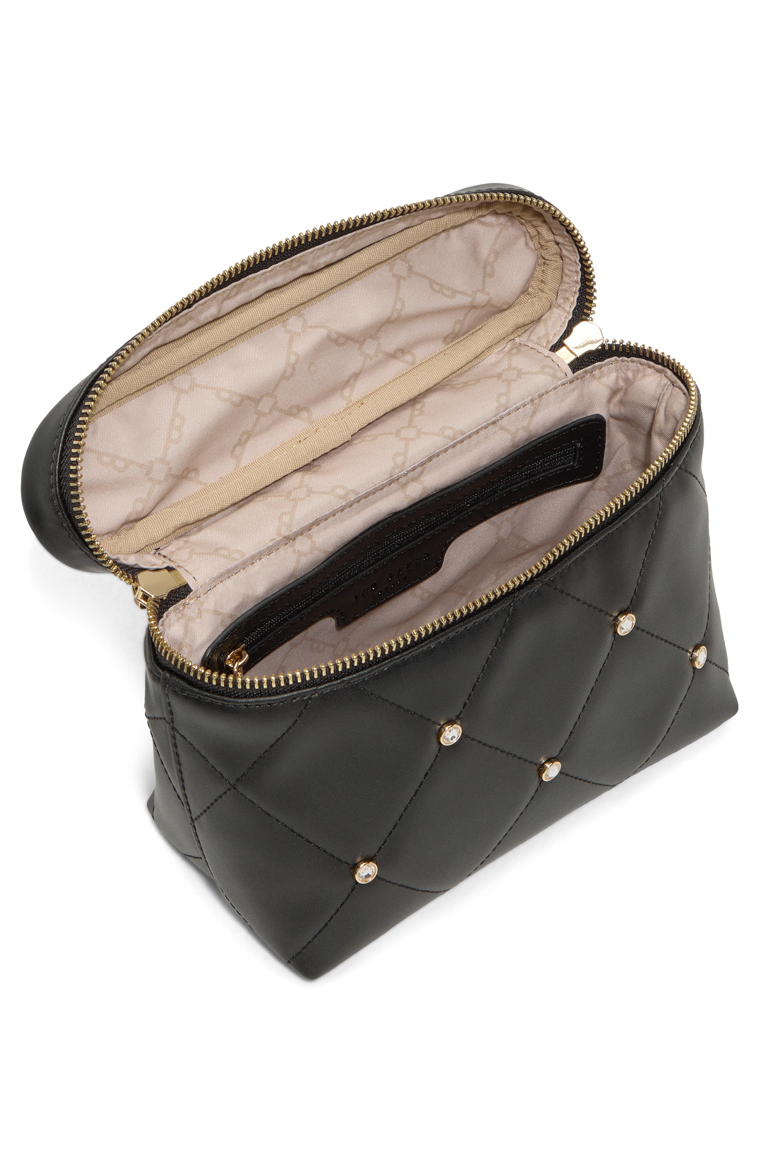 Tia Train Case Crossbody Bag, Alternate, color, BLACK SYNTHETIC SMOOTH