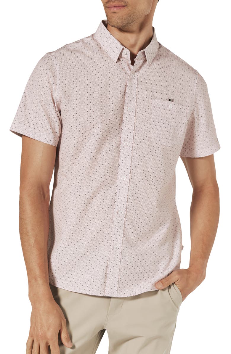 7 Diamonds Altea Short Sleeve Performance Button-Up Shirt, Main, color, Dusty Rose