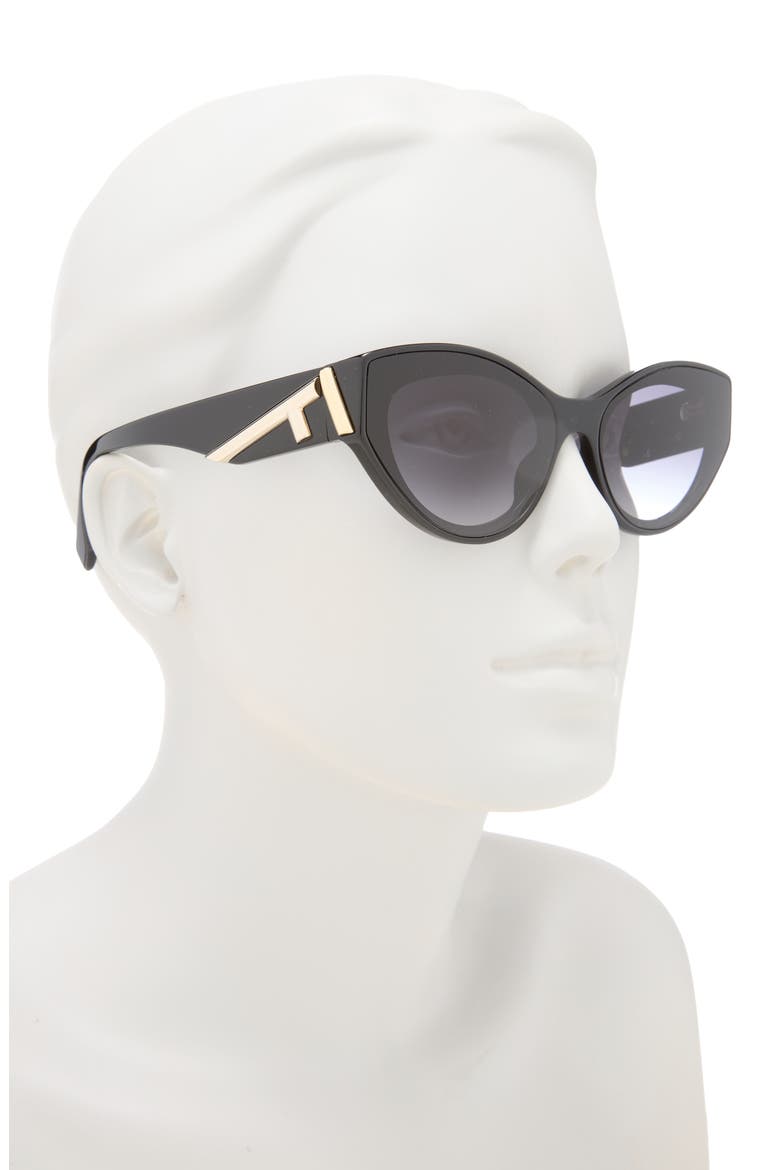 First 62mm Cat Eye Sunglasses, Alternate, color, SHINY BLACK / GRADIENT BLUE