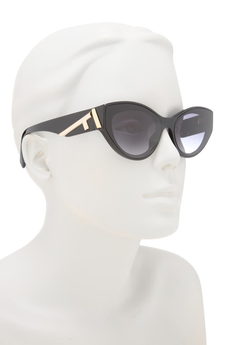 Fendi First 62mm Cat Eye Sunglasses, Alternate, color, Shiny Black / Gradient Blue