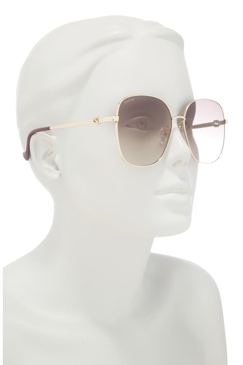 61mm Butterfly Sunglasses, Alternate, color, GOLD GOLD BROWN