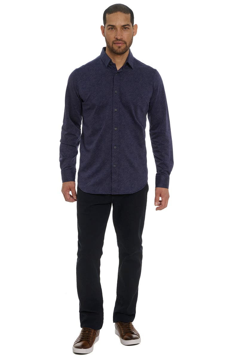 Robert Graham Kevin Jacquard Button-Up Shirt, Alternate, color, Indigo