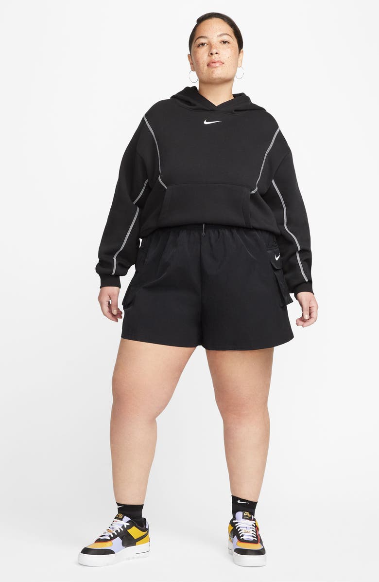 Nike Sportswear Essential Woven High Waist Shorts, Alternate, color, Black/ White