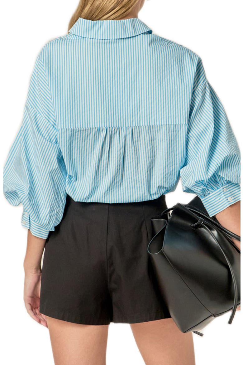 Stripe Puff Sleeve Button-Up Shirt, Alternate, color, POWDER BLUE