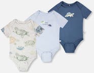 Deux par Deux 3 Pack Evolutive Organic Cotton Jersey Turtle Print Bodysuit