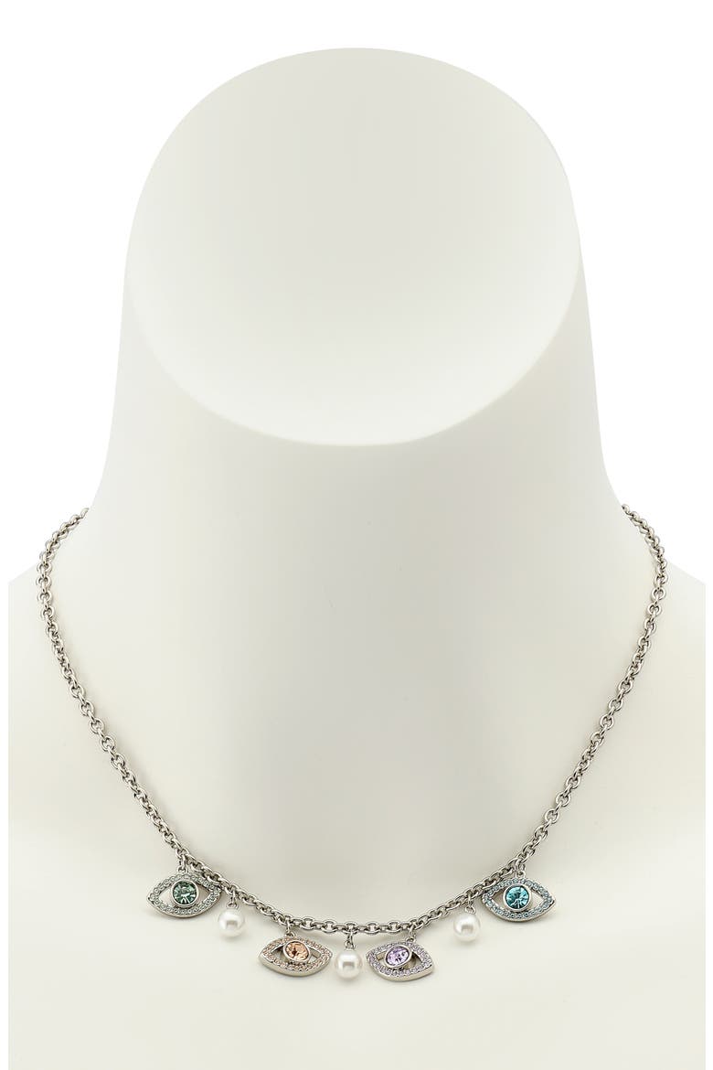 Pavé Evil Eye Charm Necklace, Alternate, color, SILVER MULTI