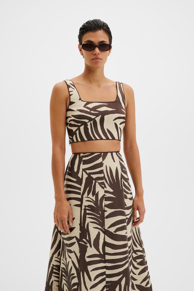 Mereya Jacquard Cropped Top, Alternate, color, Burnt Leaf