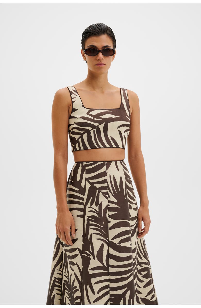 Malina Mereya Jacquard Cropped Top, Alternate, color, Burnt Leaf