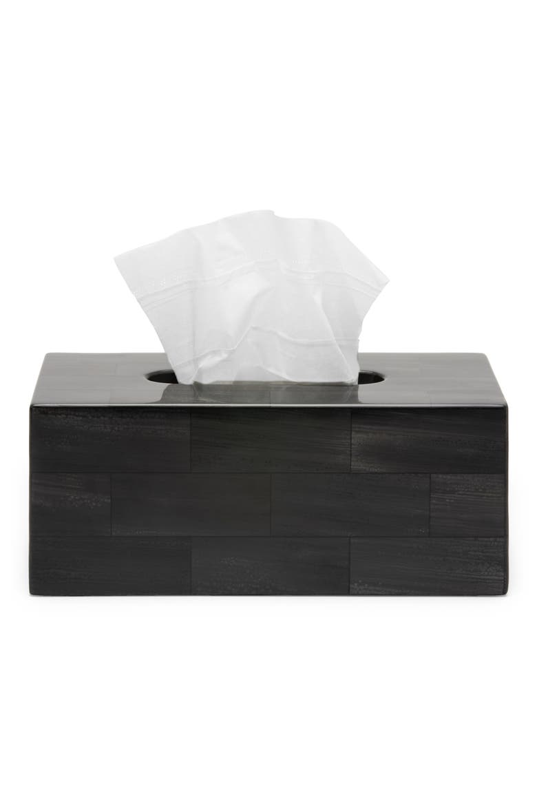 Arles Faux Horn Tissue Box Cover, Main, color, DARK