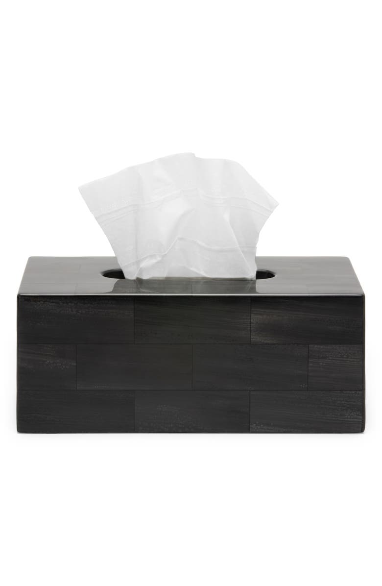 PIGEON AND POODLE Arles Faux Horn Tissue Box Cover, Main, color, Dark