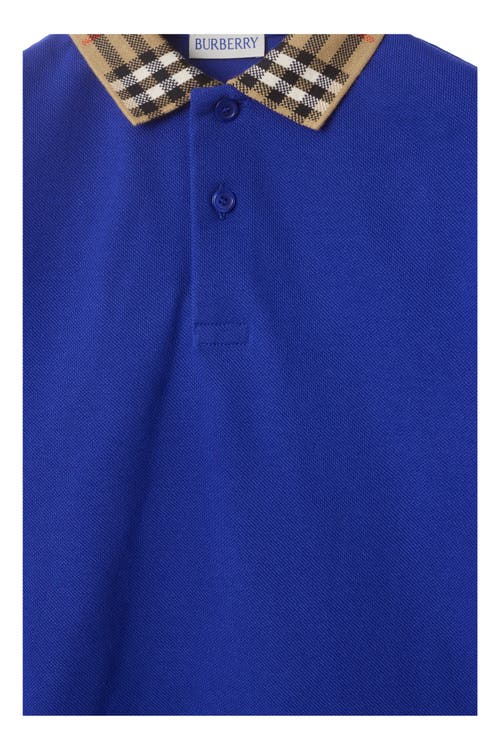 Burberry Checked Cotton Polo Shirt In Knight