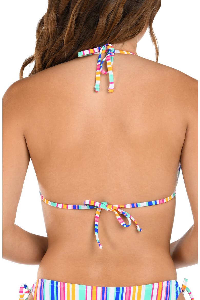 Shore Seamed Triangle Bikini Top, Alternate, color, WHITE MULTI