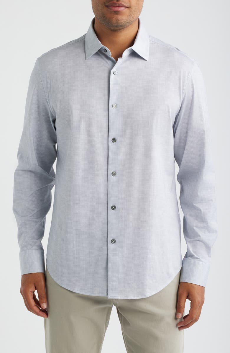 Bugatchi James OoohCotton<sup>®</sup> Button-Up Shirt, Main, color, Platinum