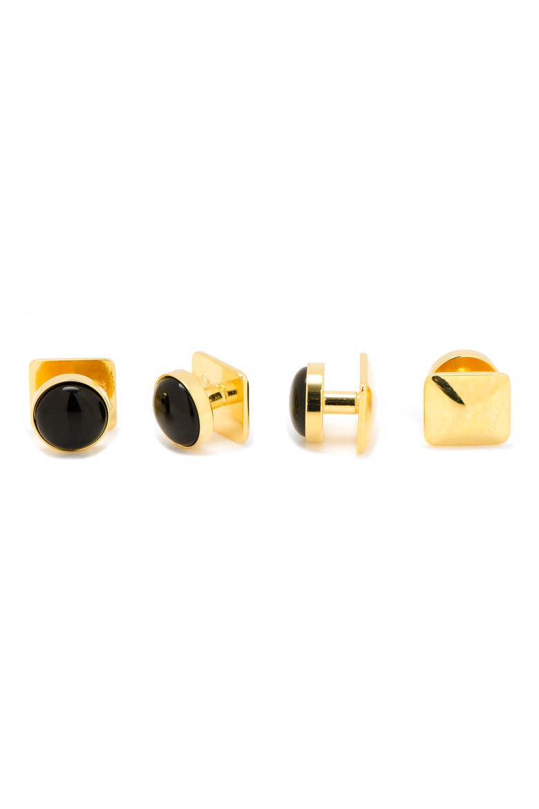 Onyx Shirt Studs, Alternate, color, METALLIC GOLD