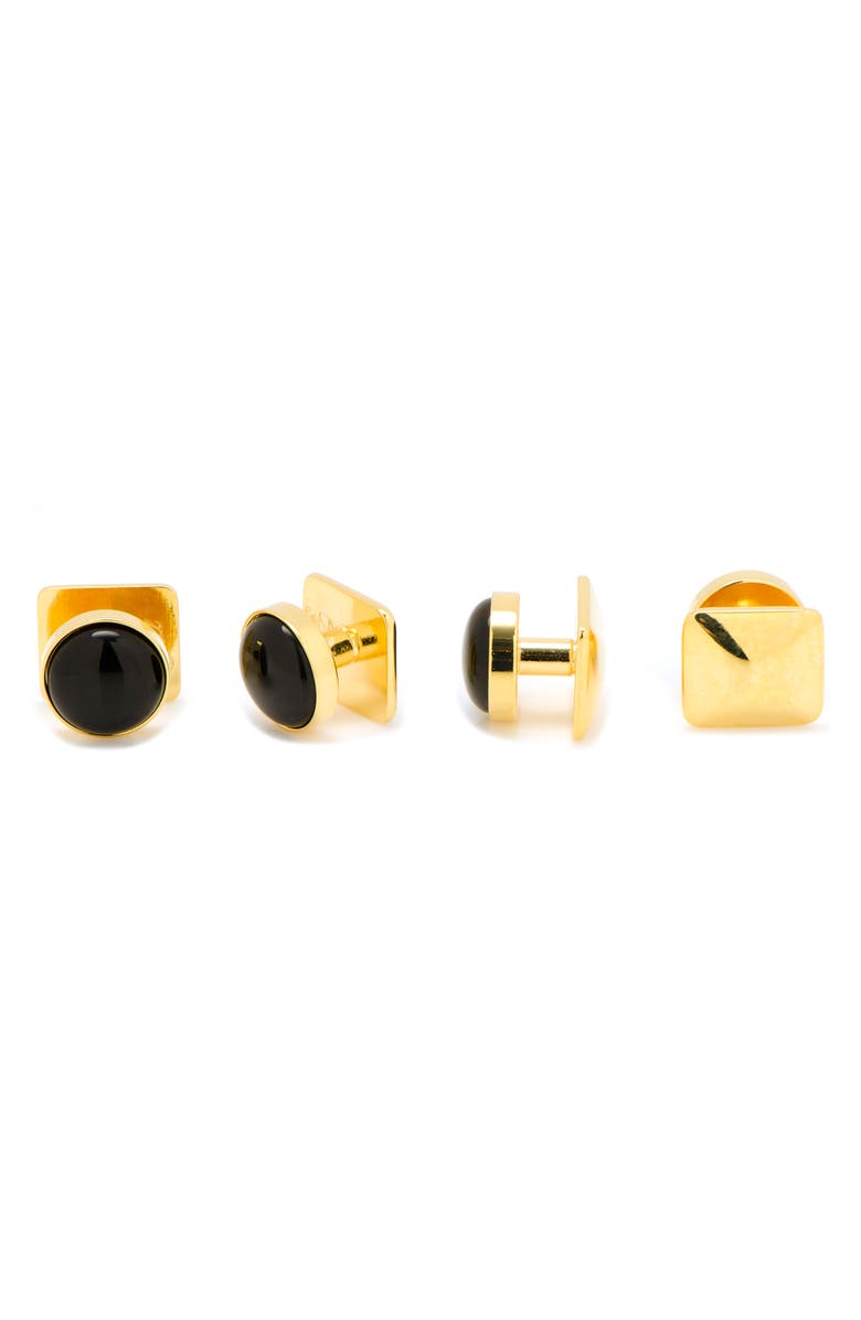Cufflinks, Inc. Onyx Shirt Studs, Alternate, color, Metallic Gold