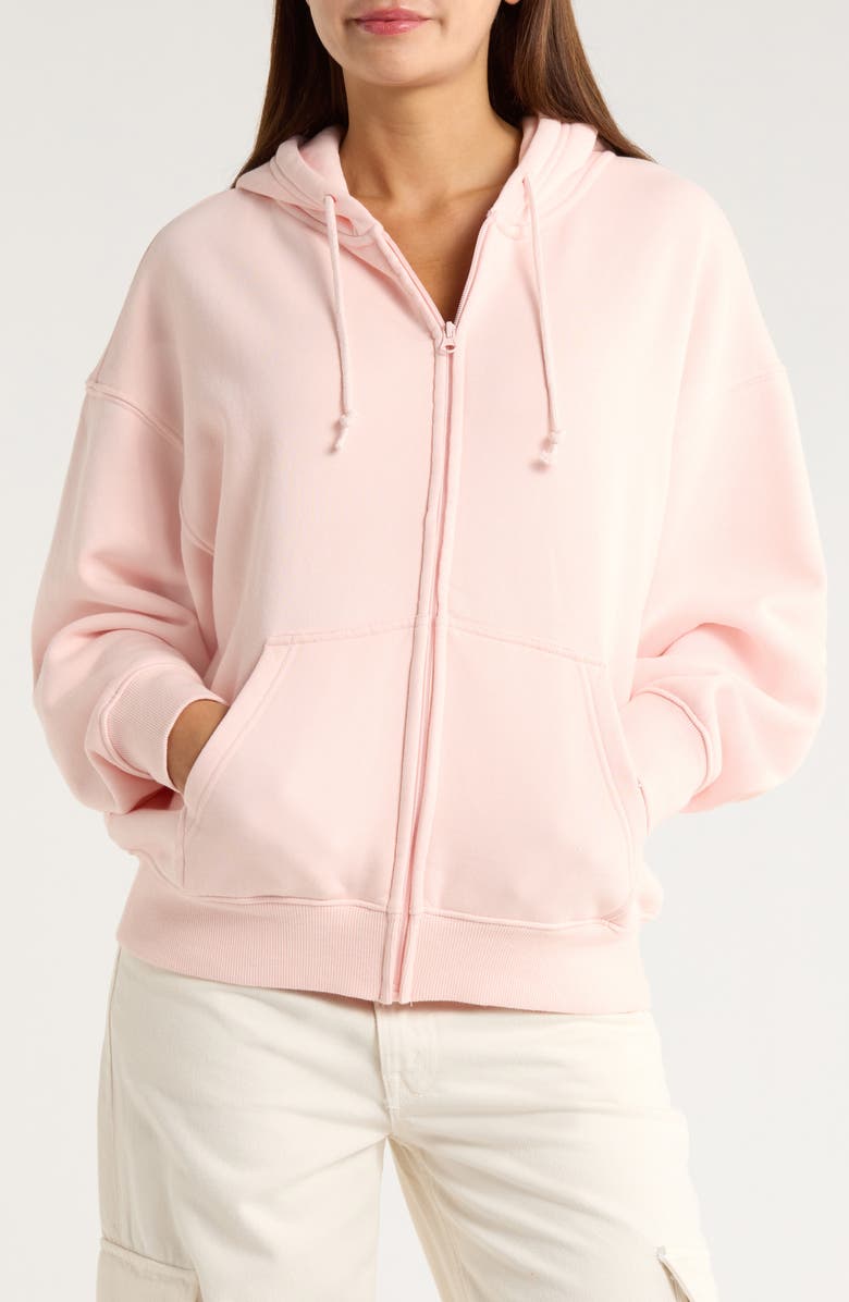 PacSun Solid Full Zip Fleece Hoodie, Main, color, Pink