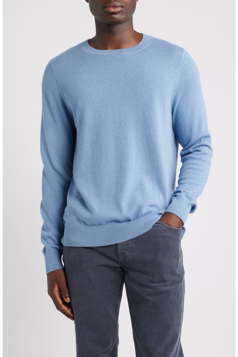Crewneck Cotton & Cashmere Sweater, Main, color, BLUE POND