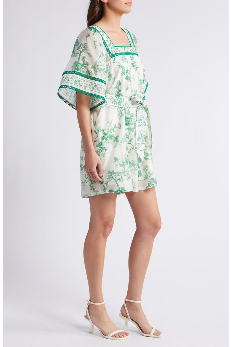 Print Belted Minidress, Alternate, color, GREEN MULTI