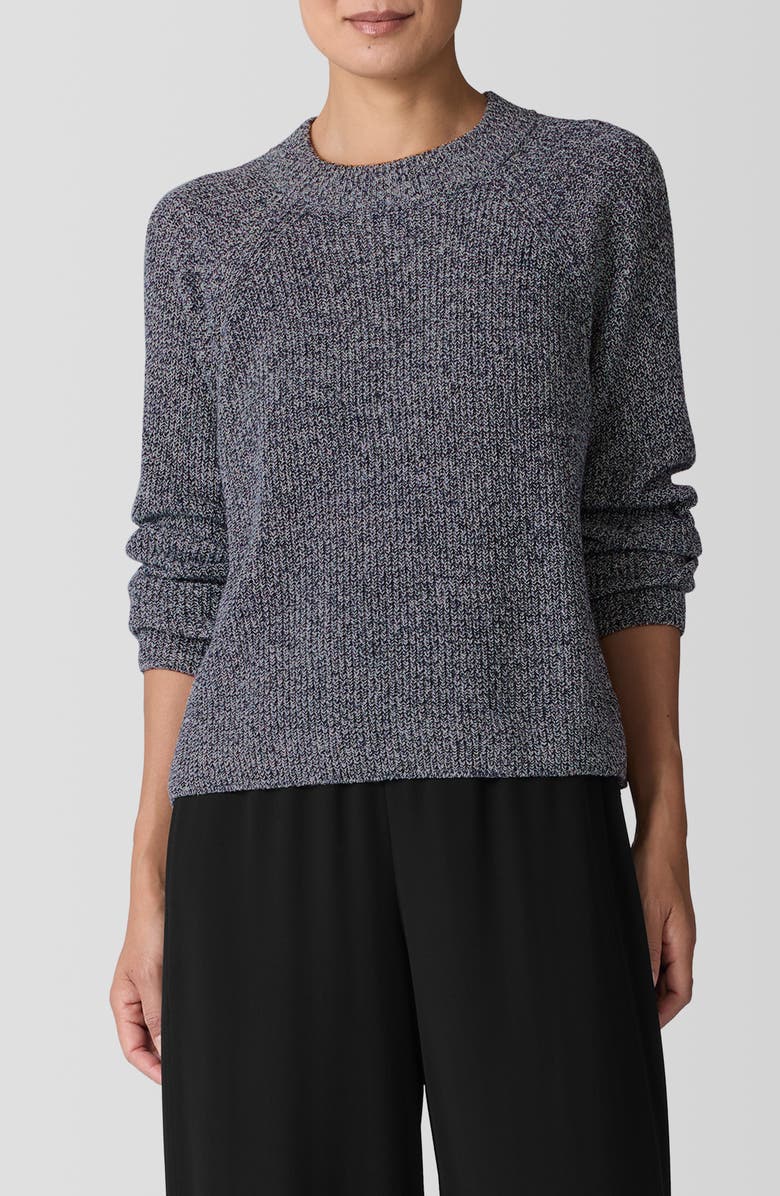 Eileen Fisher Marled Organic Cotton Blend Sweater, Main, color, 