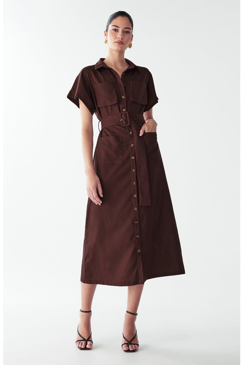 Zel Midi Dress, Alternate, color, Chocolate