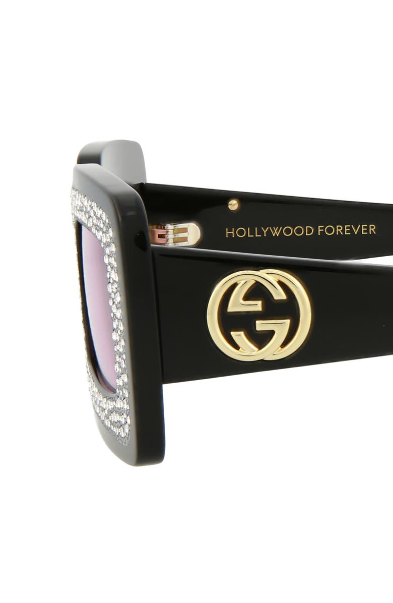 Gucci 49mm Special Edition Crystal Square Sunglasses, Alternate, color, Black Pink