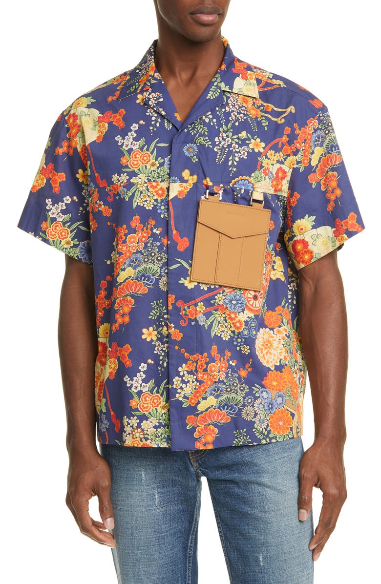 Palm Angels Blooming Short Sleeve Button-Up Shirt, Main, color,