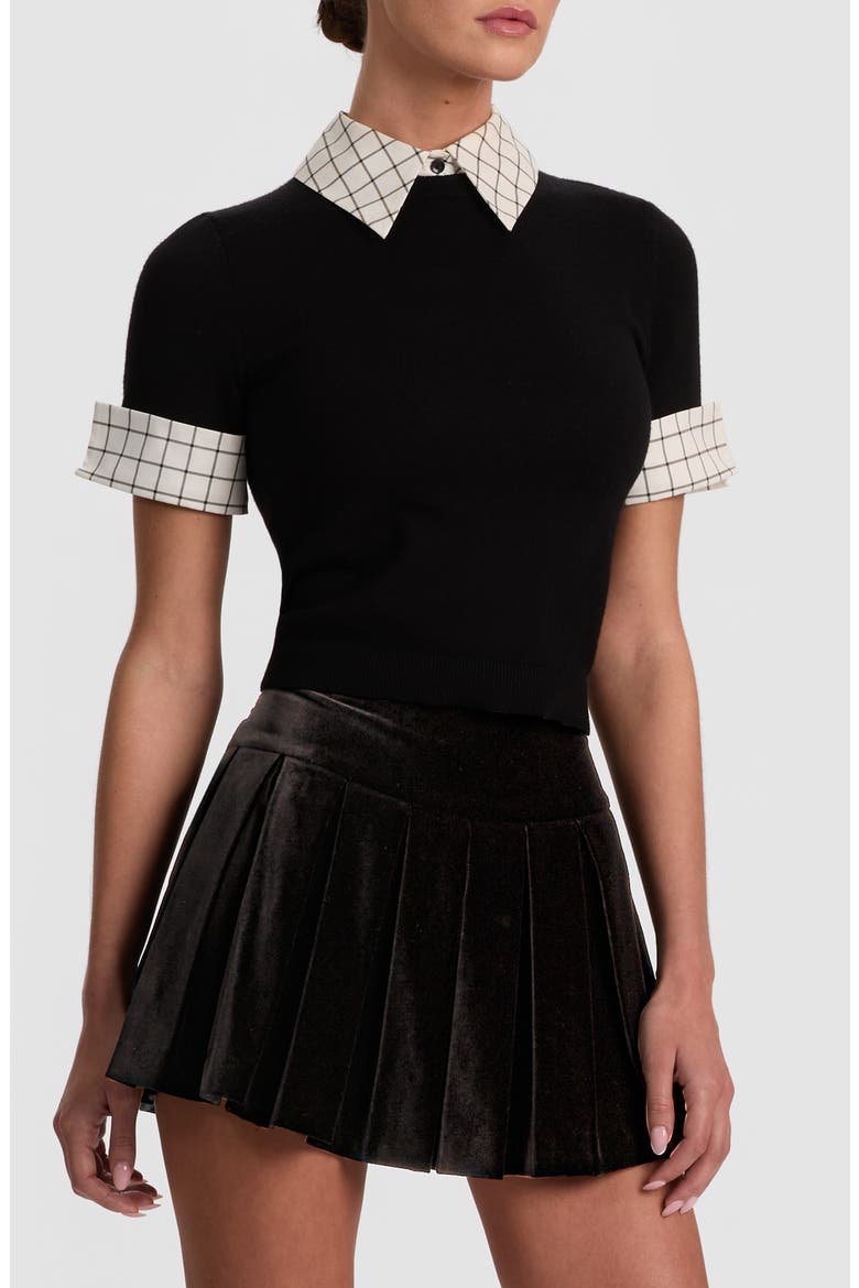 Aster Cuffed Collared Pullover, Main, color, BLACK/ SOFT WHITE