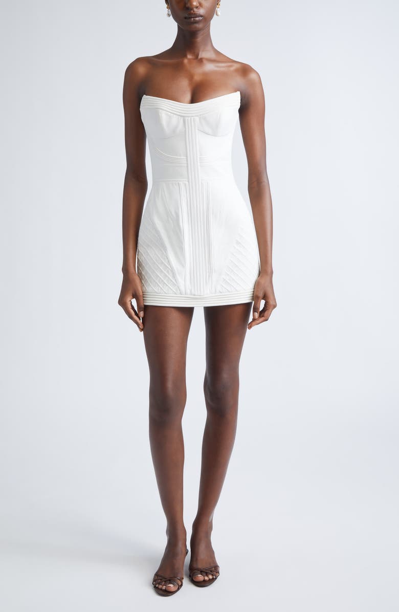 Zimmermann Rebellion Corded Cotton Corset Minidress, Main, color, Ivory