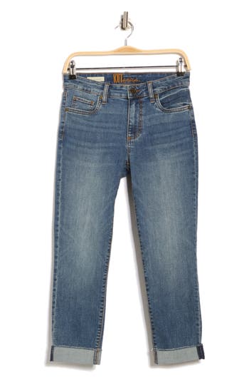 Kut From The Kloth Abigal Fray Hem Cuffed Crop Straight Leg Jeans